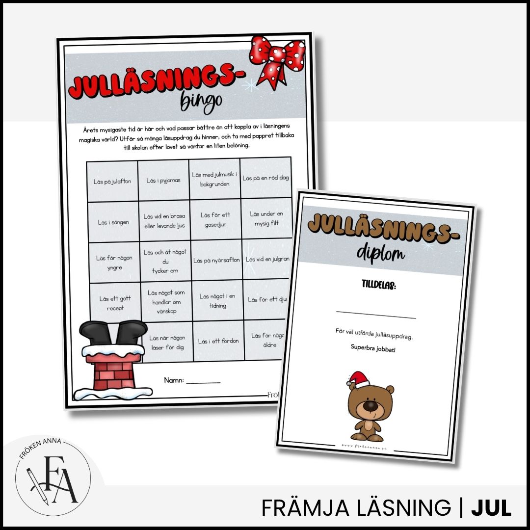 Redigerbart Julläsningsbingo