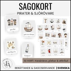 Sagorkort: I Pirater och sjörövare | 32 kort, berättelseplan & skrivblad