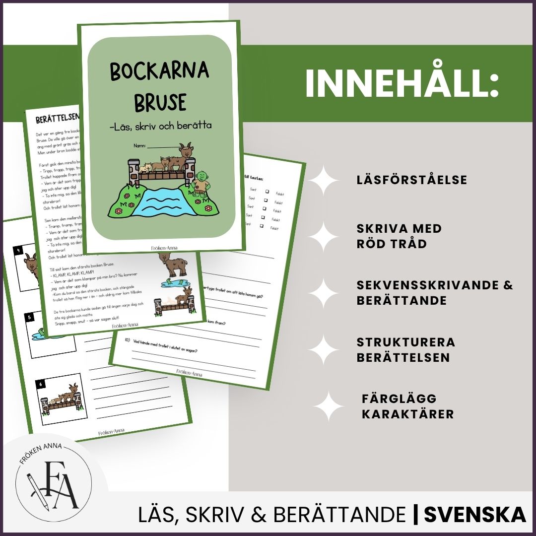 Bockarna Bruse | Arbetshäfte: Läs, skriv och berätta