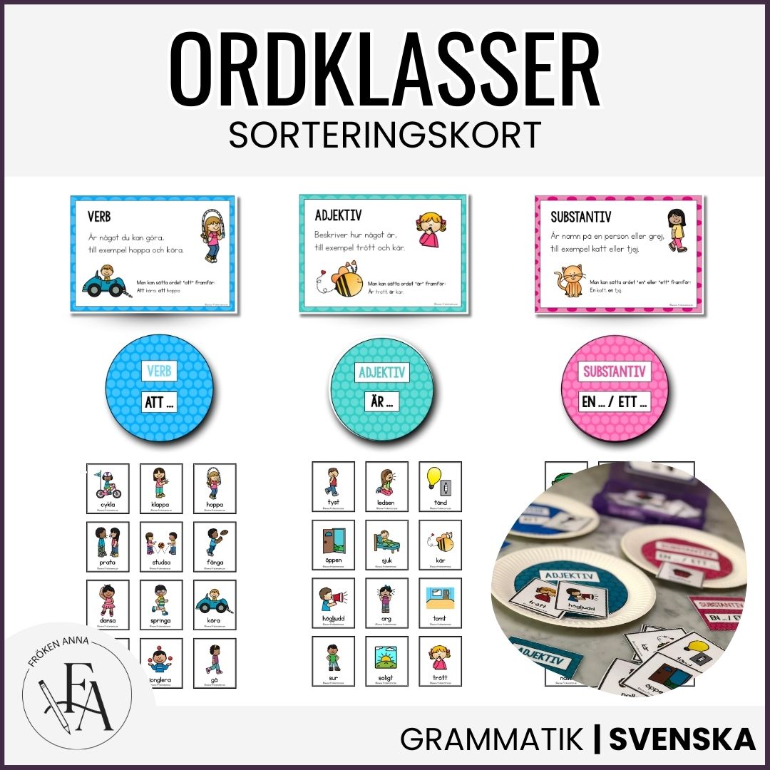 PAKET: Ordklasserna (Arbetshäften + sorteringskort